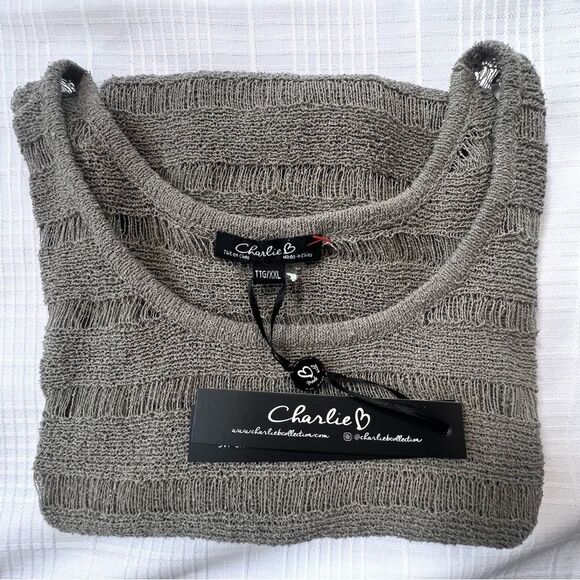 Charlie B. Collection Sleeveless Sage Semi-sheer Tunic Tassel Size XXL NWT - Picture 6 of 14